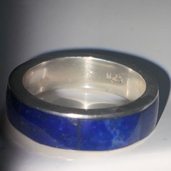 Sterling Silver & Blue Lapis Inlay Ring Unisex size 8.5 - Picture 2 of 6